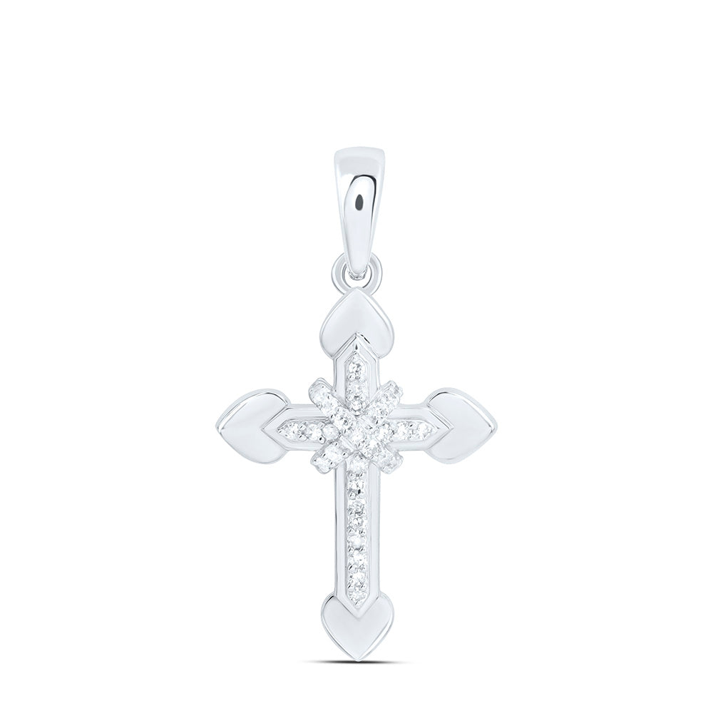 Sterling Silver 1/10Ctw Natural Diamond P1 Gift Heart Cross Pendant