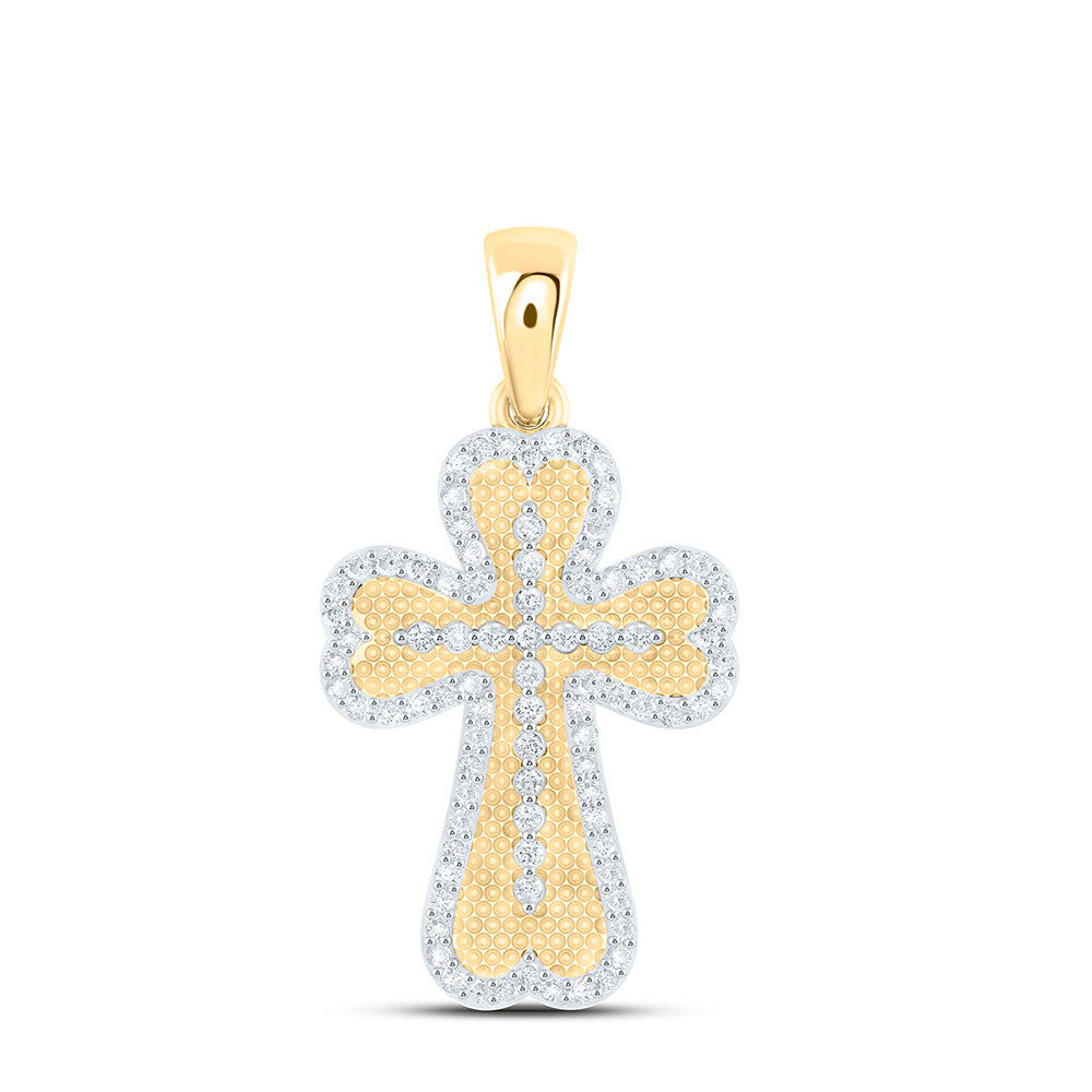 10K Yellow Gold 1/3Ctw Natural Diamond Fashion Cross Pendant