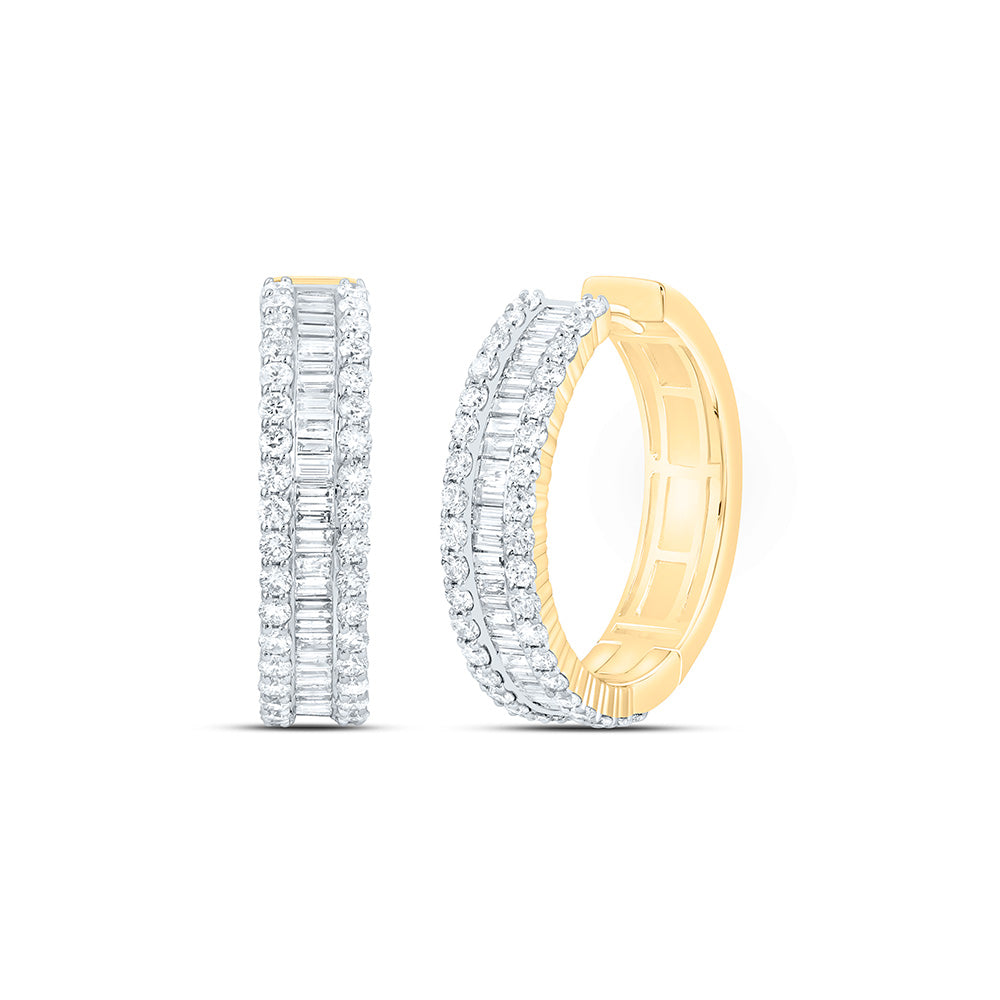 14K Yellow Gold 2 3/4Ctw Natural Diamond Ana M Fashion Hoop Earring