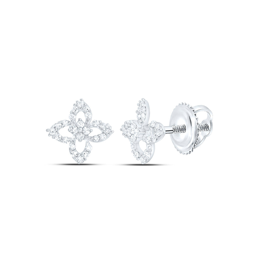 10K Yellow Or White Gold1/6Ctw Natural Diamond Fashion Flower Earring