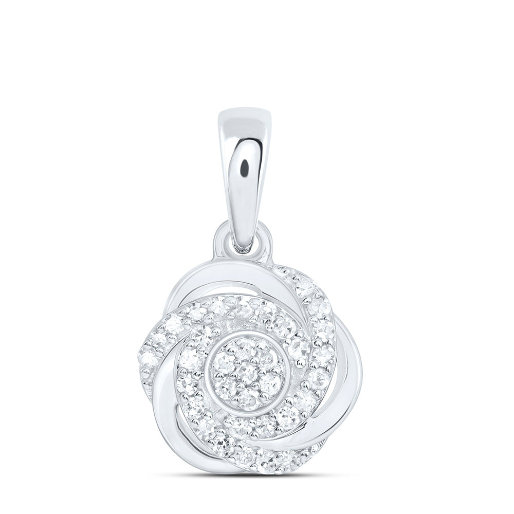 Sterling Silver 1/8Ctw Natural Diamond P1 Gift Flower Pendant