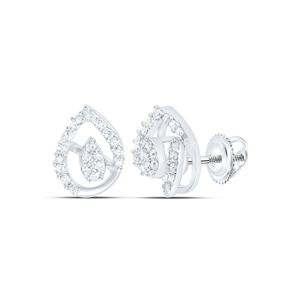 Sterling Silver 1/8Ctw Natural Diamond P1 Gift Pear Earring