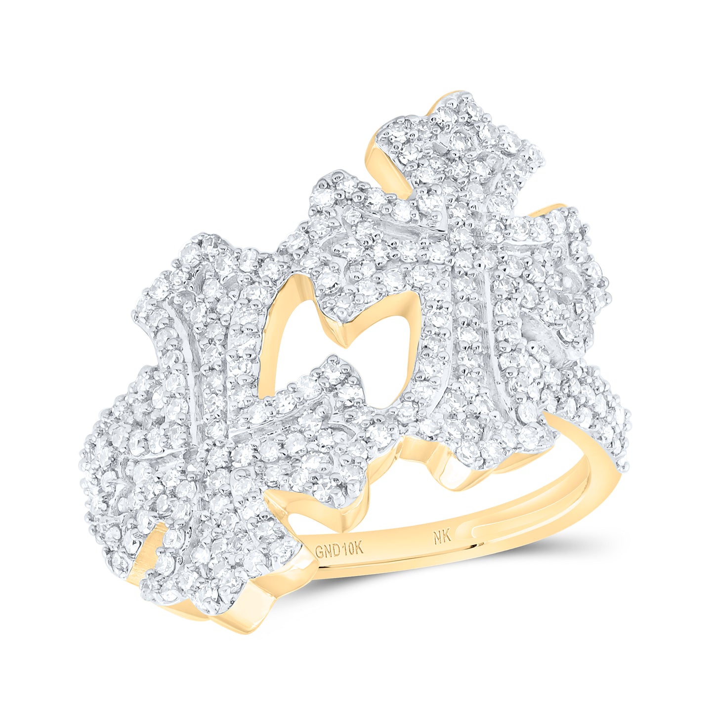 10K Yellow Gold 3/4Ctw Natural Diamond Fashion Cross Ring