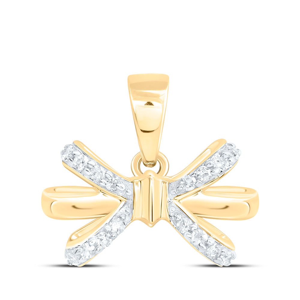 Sterling Silver 1/20Ctw Natural Diamond P1 Gift Bow Pendant
