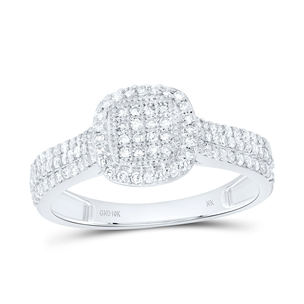 10K Yellow Gold 3/8Ctw Natural Diamond Fashion Cushion Ring