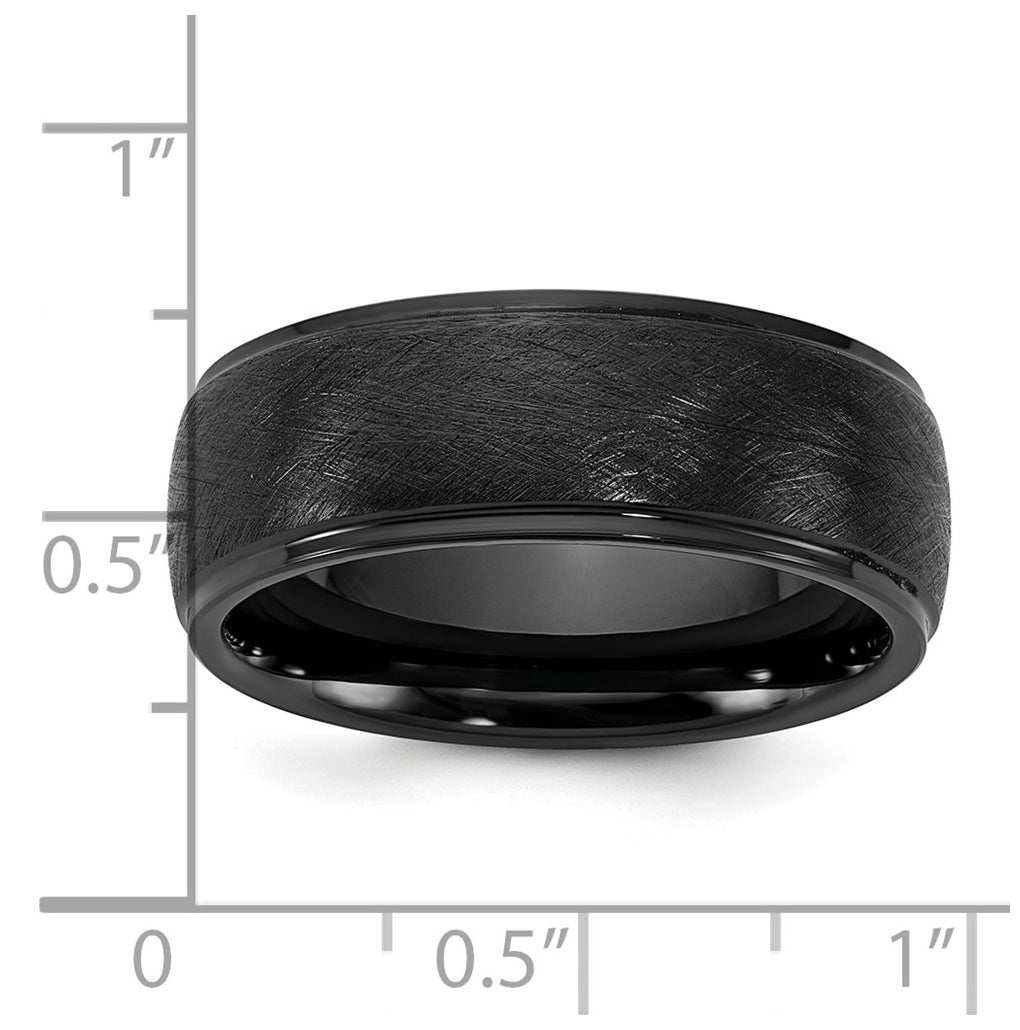 Ceramic Black Polished with Scratch Finished Center 8mm Band
