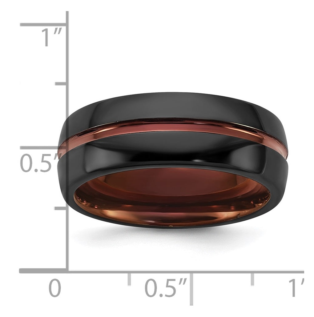 Ceramic Black Polished with Red IP-plated Center and Inside 8mm Band