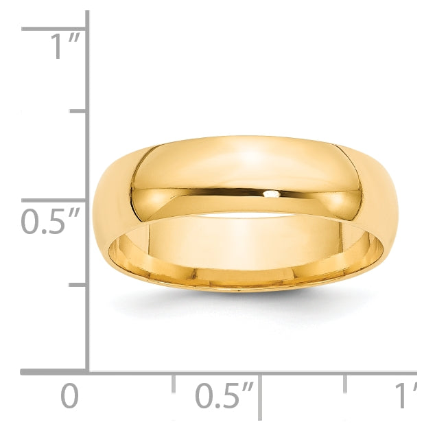 14k Yellow Gold 6mm Lightweight Comfort Fit Wedding Band Size 5.5