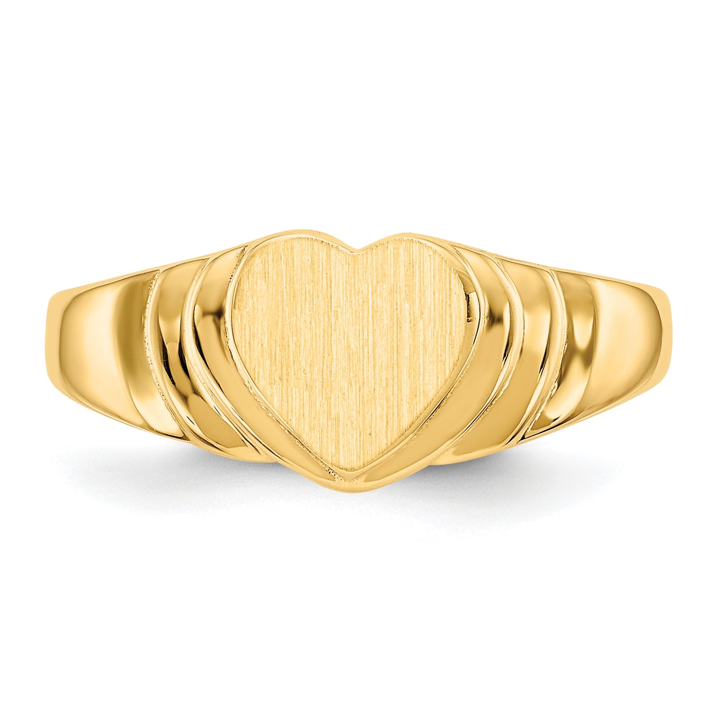14K Yellow Gold 6.75x6.75mm Closed Back Children's Heart Signet Ring