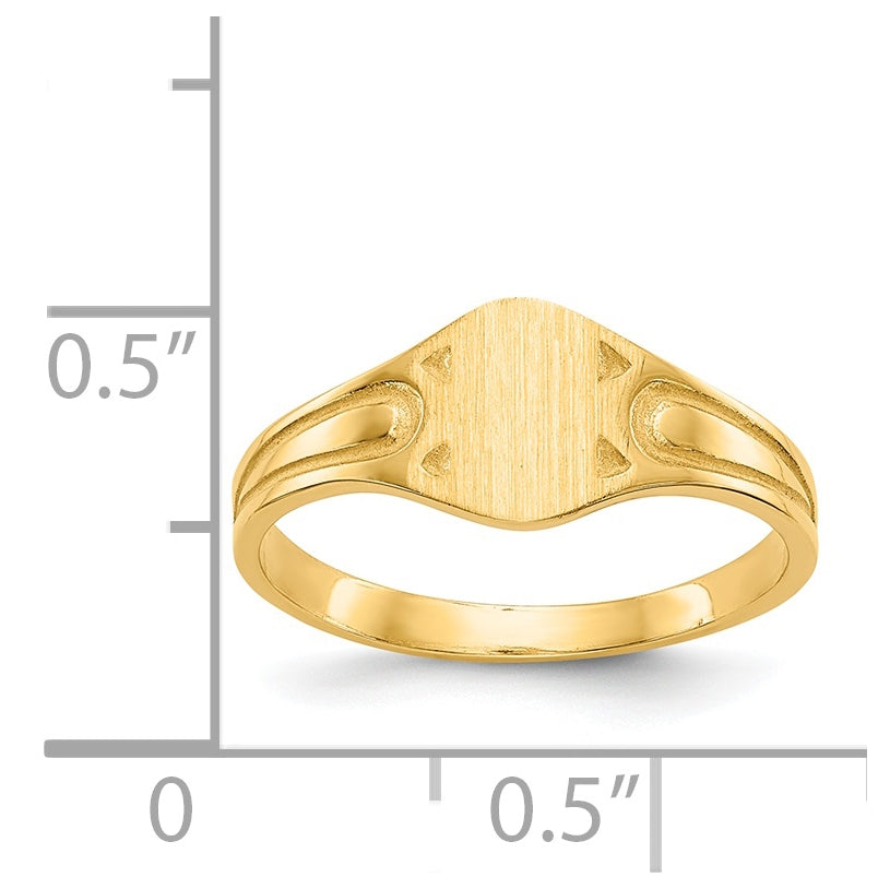 14K Yellow Gold 6.5x4.0mm Closed Back Children's Signet Ring