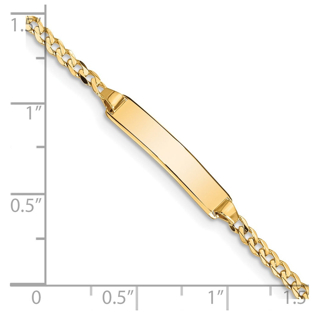14k Yellow Gold Polished Solid Chain/Solid Plate Curb Link 20x4.8mm Plate 5.5 inch Baby/Child ID Bracelet