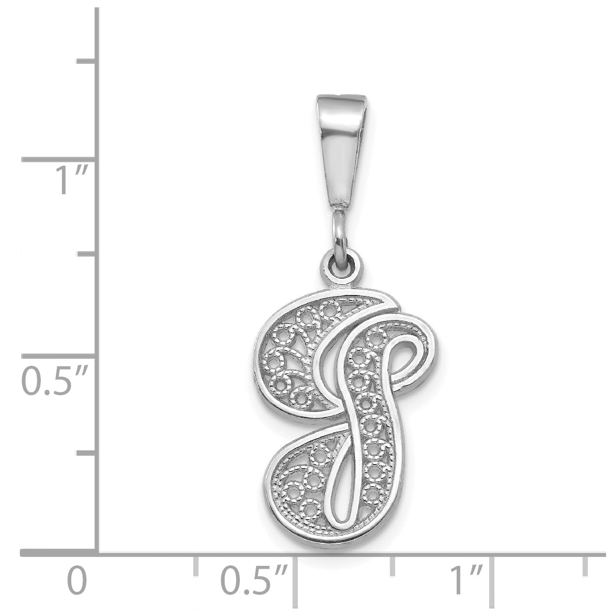 10K White Gold Filigree Initial G Pendant