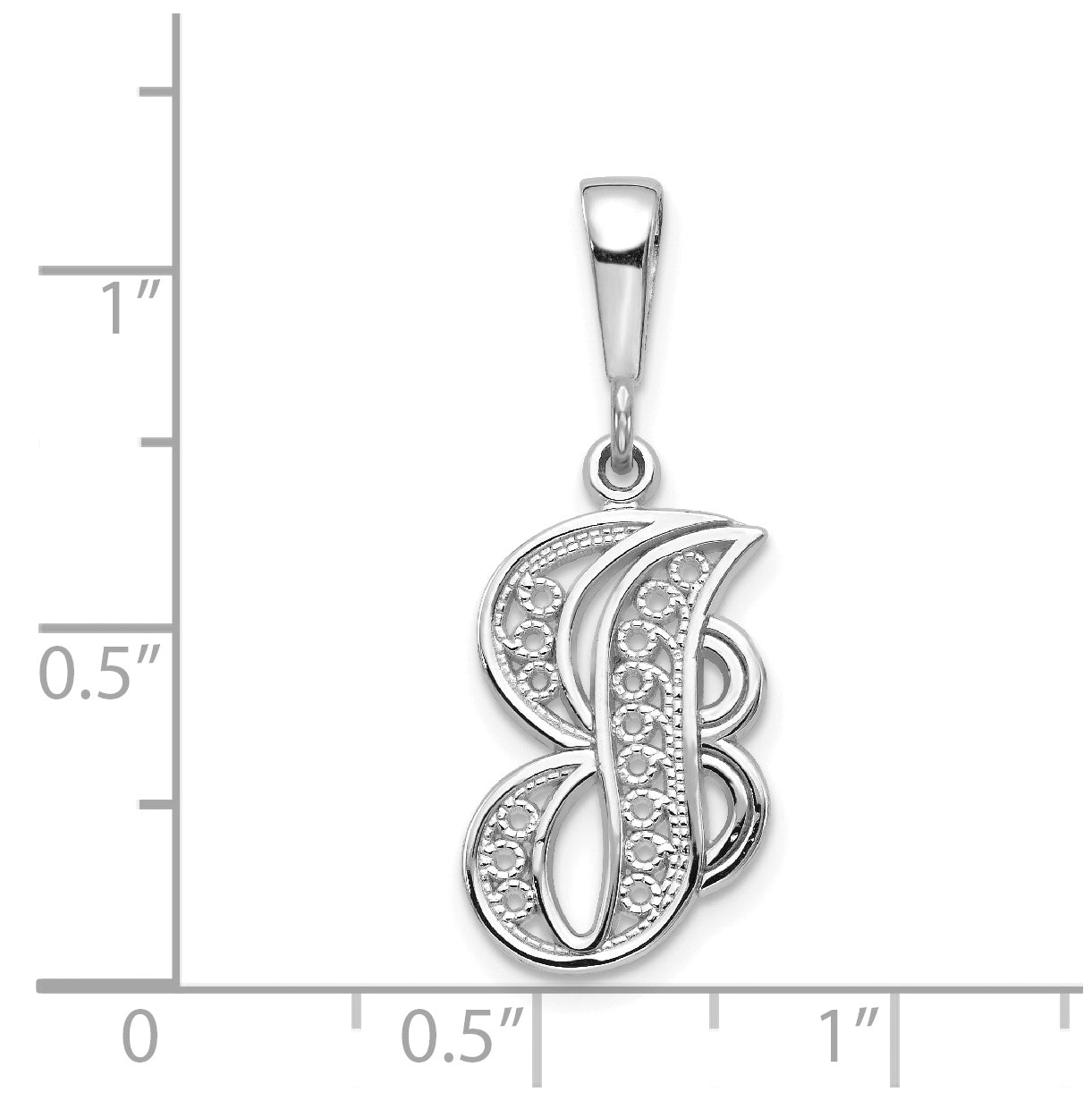 10K White Gold Filigree Initial J Pendant
