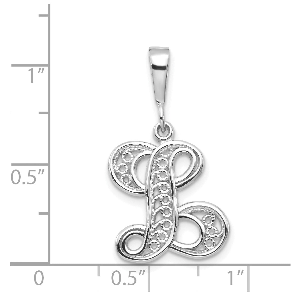 10K White Gold Filigree Initial L Pendant