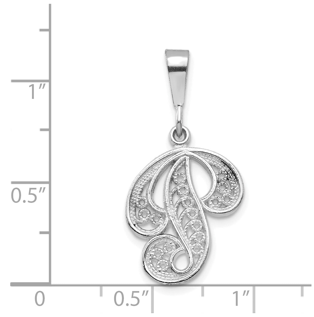 10K White Gold Filigree Initial P Pendant