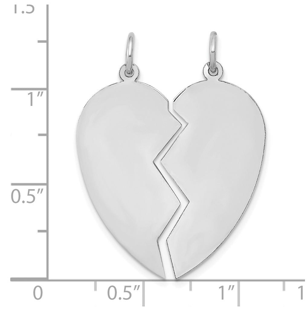 14K White Gold 2-piece Engravable 24mm Heart Charm Set