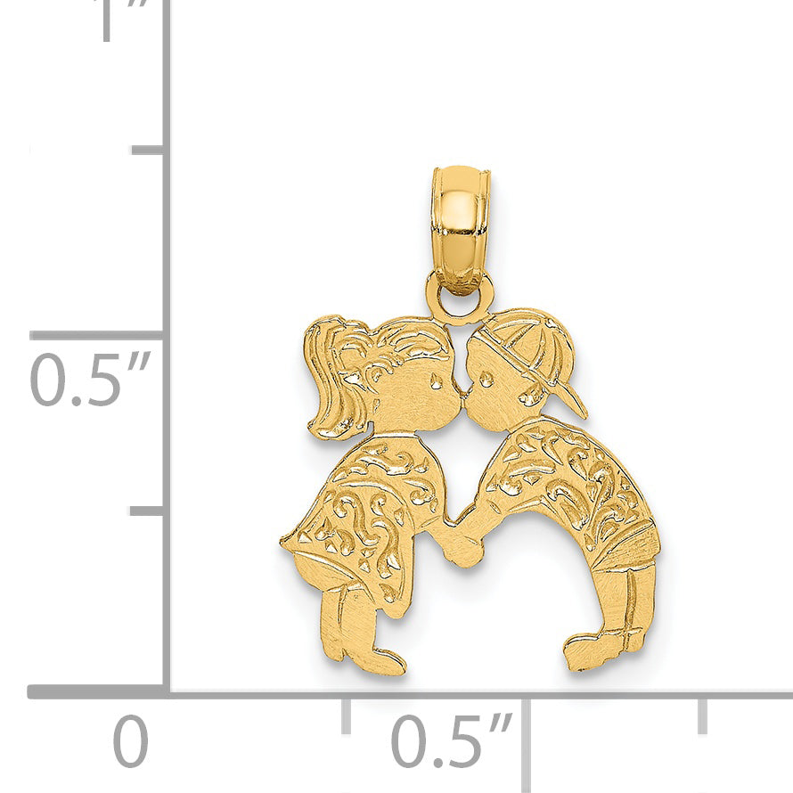 14K Yellow Gold Kissing Boy and Girl Charm