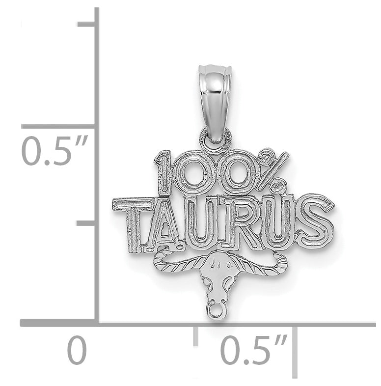 14K White Gold 100% TAURUS Zodiac Charm