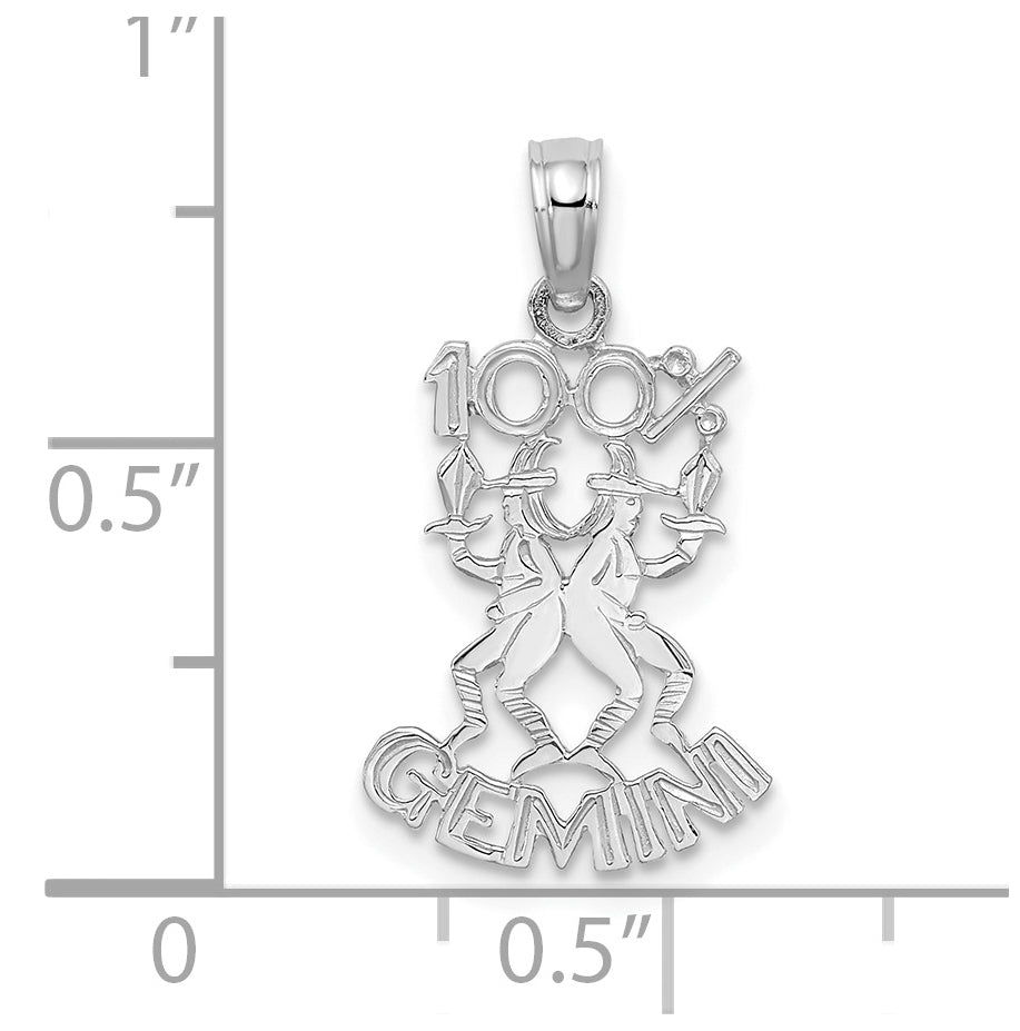 14K White Gold 100% GEMINI Zodiac Charm