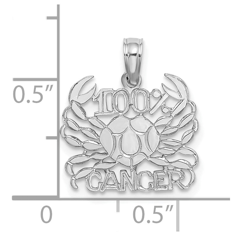 14K White Gold 100% CANCER Zodiac Charm