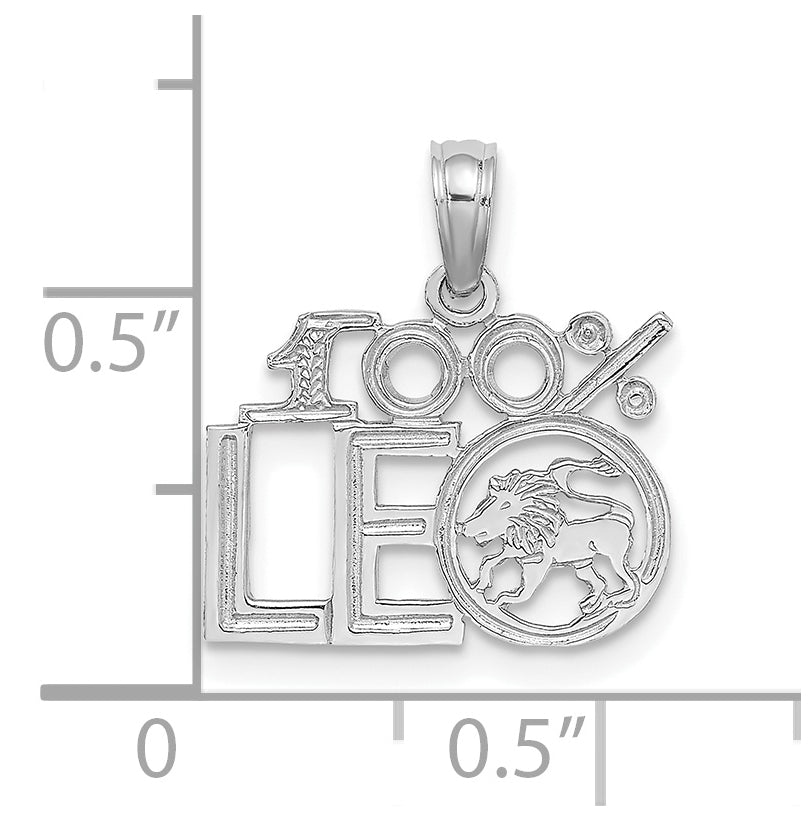 14K White Gold 100% LEO Zodiac Charm