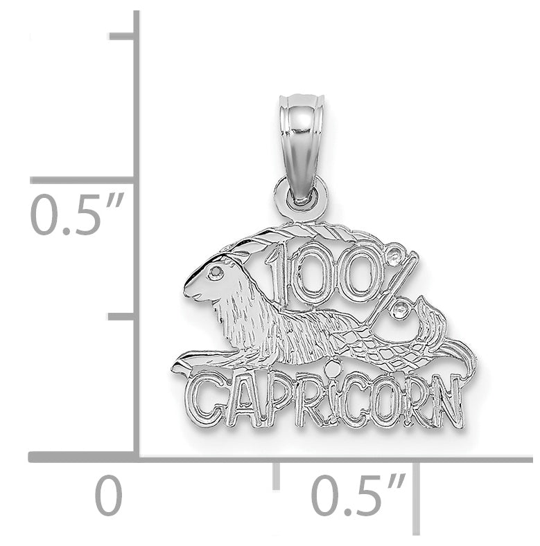 14K White Gold 100% CAPRICORN Zodiac Charm