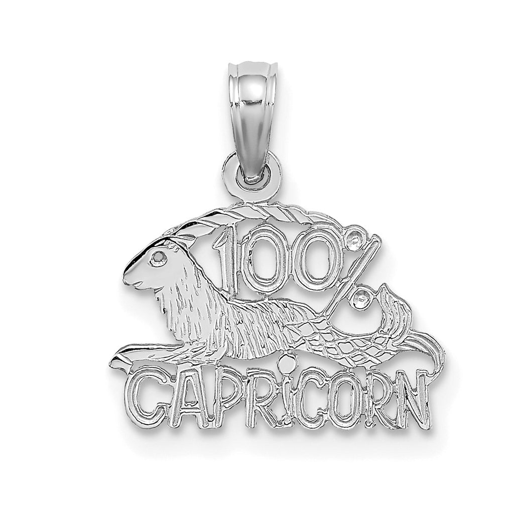 14K White Gold 100% CAPRICORN Zodiac Charm