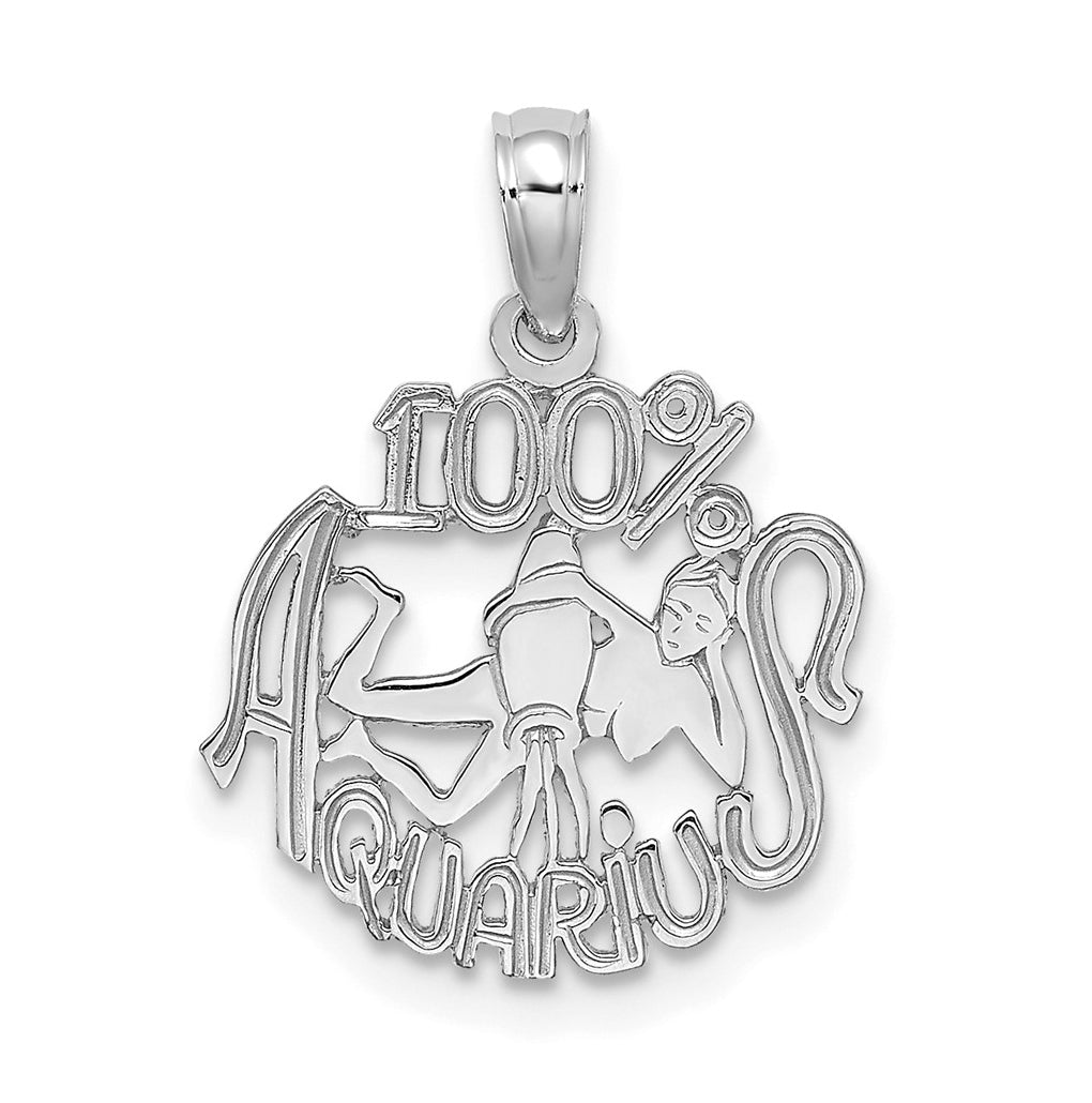14K White Gold 100% AQUARIUS Zodiac Charm