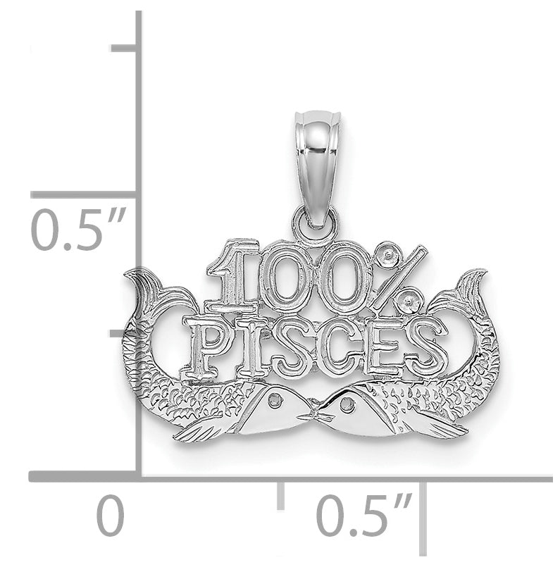 14K White Gold 100% PISCES Zodiac Charm