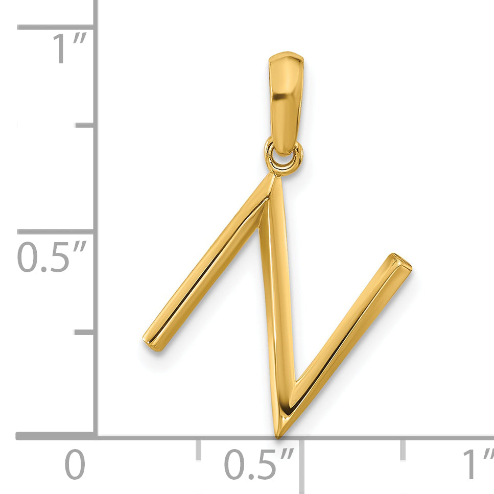14K Yellow Gold Fancy Letter N
