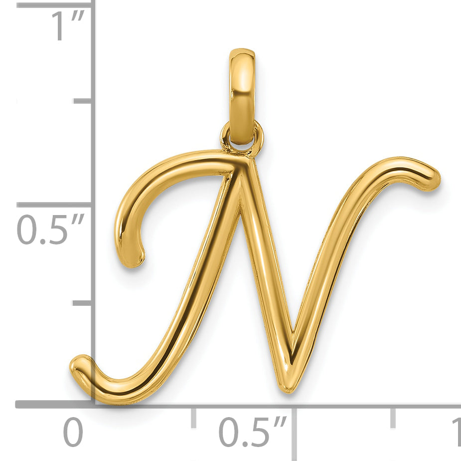 14K Yellow Gold Fancy Letter N