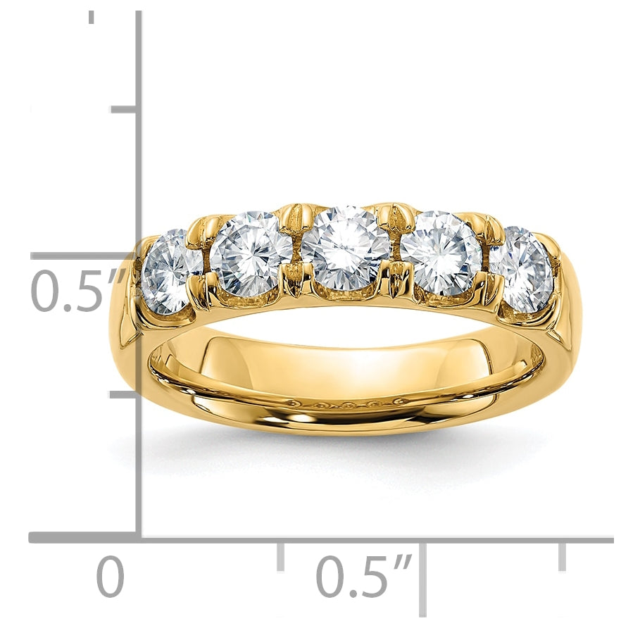 14K Yellow Gold 1.50ct. 5 Stone Moissanite Band