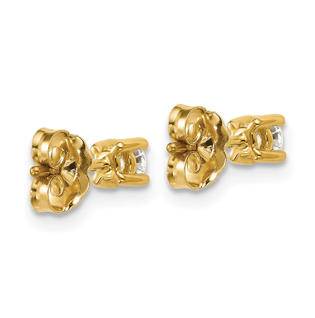 18k Yellow Gold Certified Lab Grown Diamond VS+ F+ Round Complete Four Prong Stud Earrings