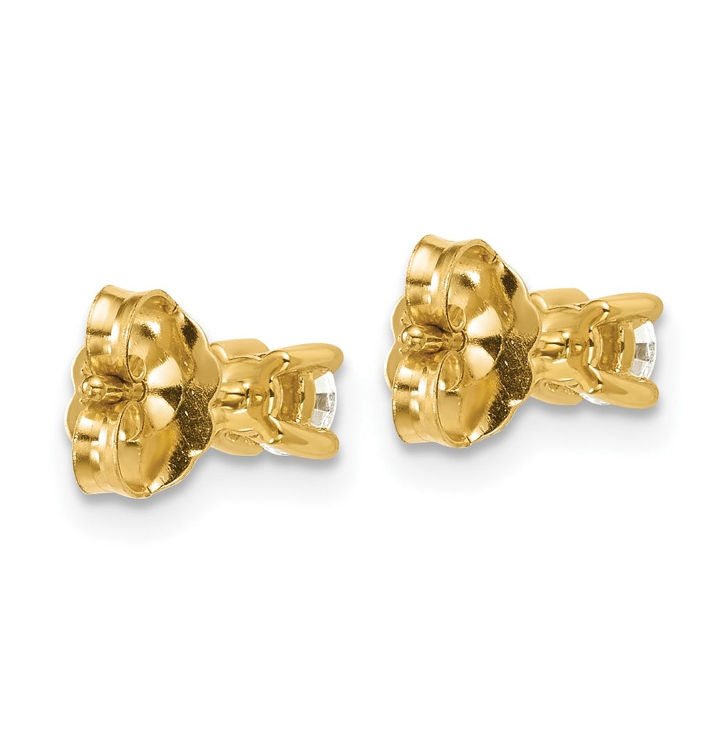 18k Yellow Gold Certified Lab Grown Diamond VS+ F+ Round Complete Four Prong Stud Earrings