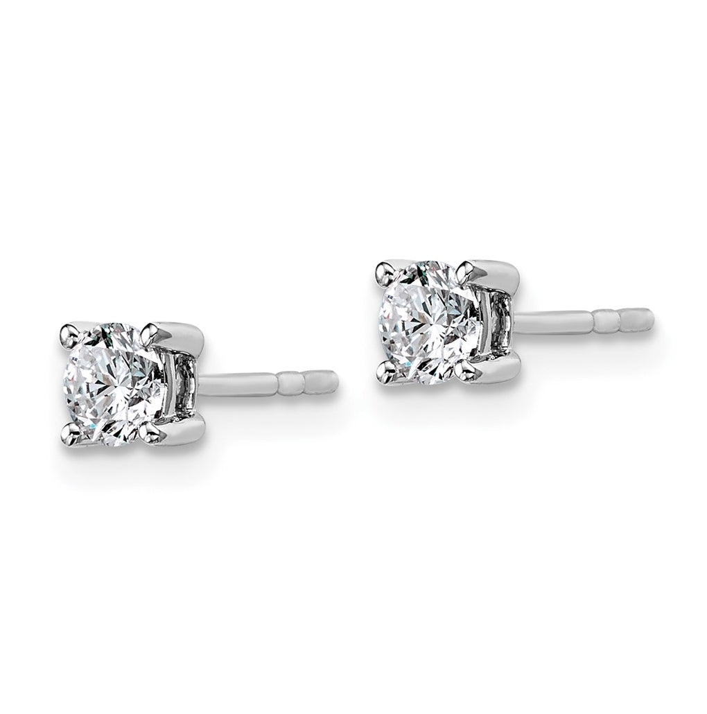18k Yellow Or White Gold Or Platinum Or Sterling Silver Lab Grown Diamond VS+ F+ Round Complete Four Prong Stud Earrings