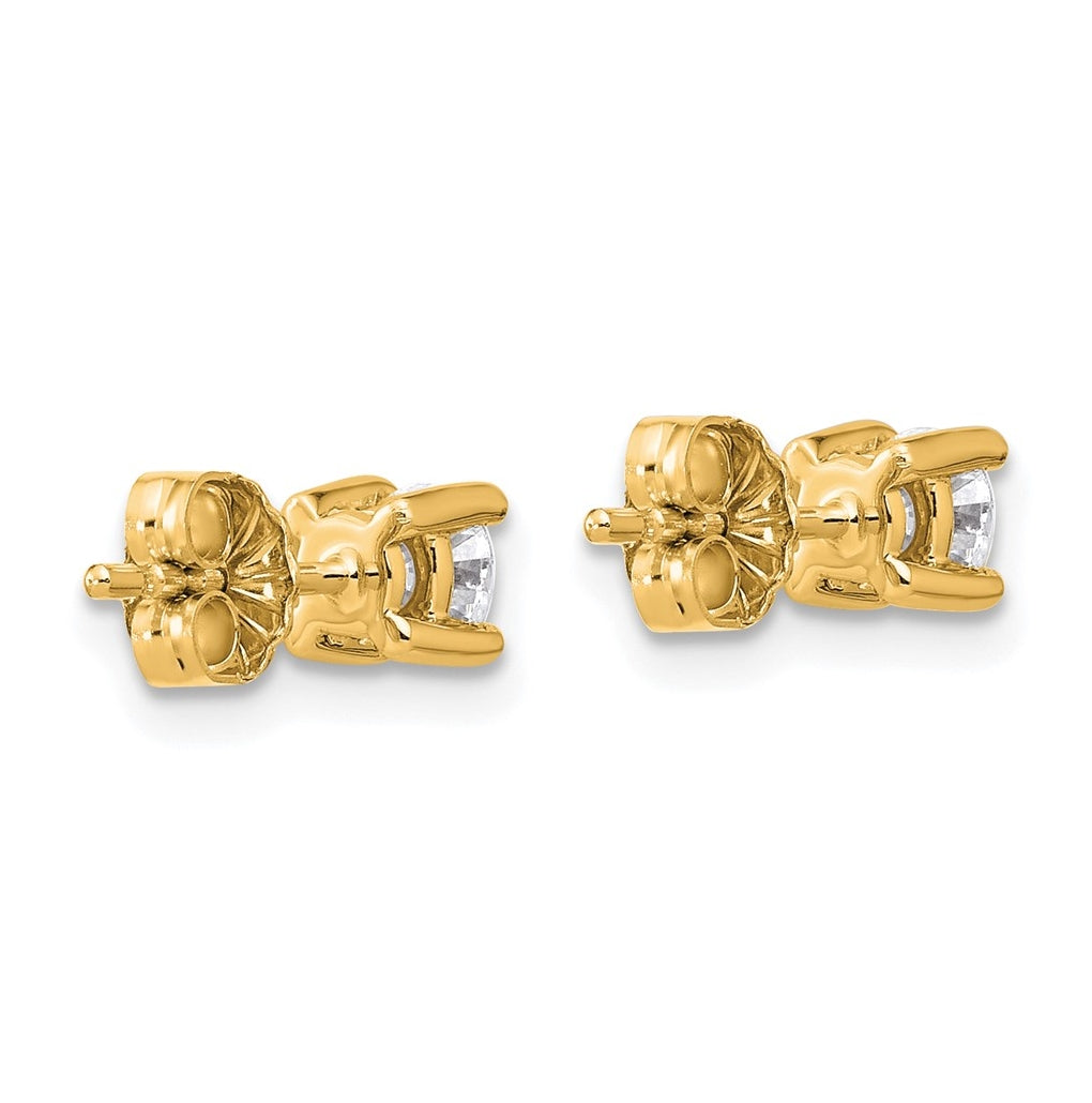 18k Yellow Gold Certified Lab Grown Diamond VS+ F+ Round Complete Four Prong Stud Earrings