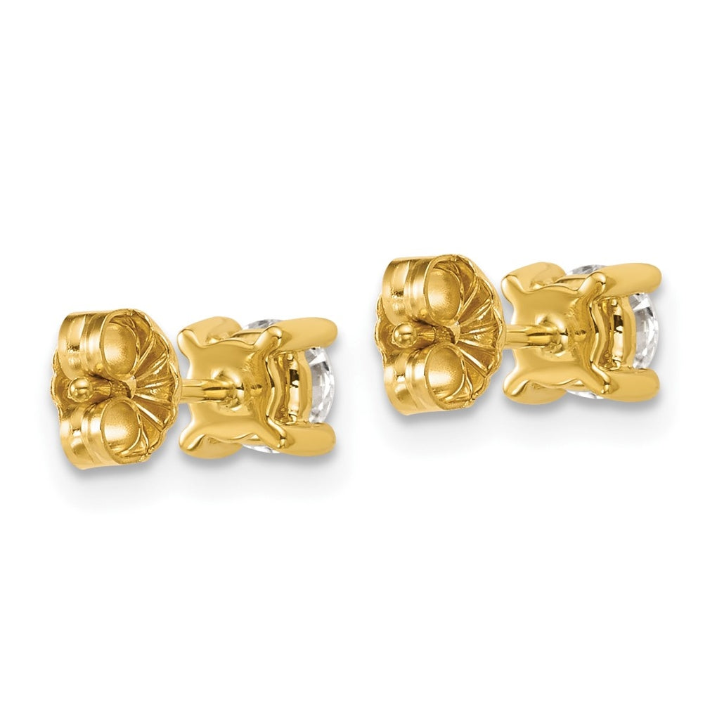 18k Yellow Gold Certified Lab Grown Diamond VS+ F+ Round Complete Four Prong Stud Earrings