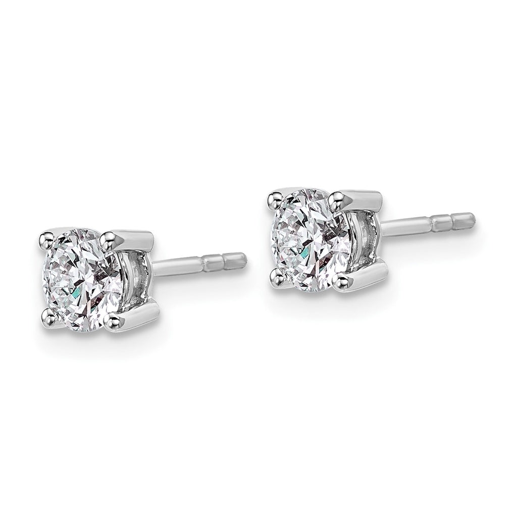 18k Yellow Or White Gold Or Platinum Or Sterling Silver Lab Grown Diamond VS+ F+ Round Complete Four Prong Stud Earrings