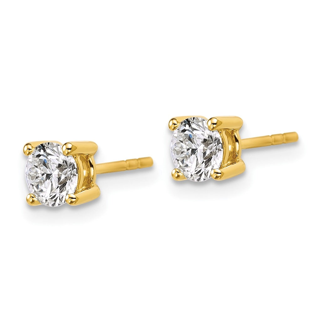 18k Yellow Or White Gold Or Platinum Or Sterling Silver Lab Grown Diamond VS+ F+ Round Complete Four Prong Stud Earrings