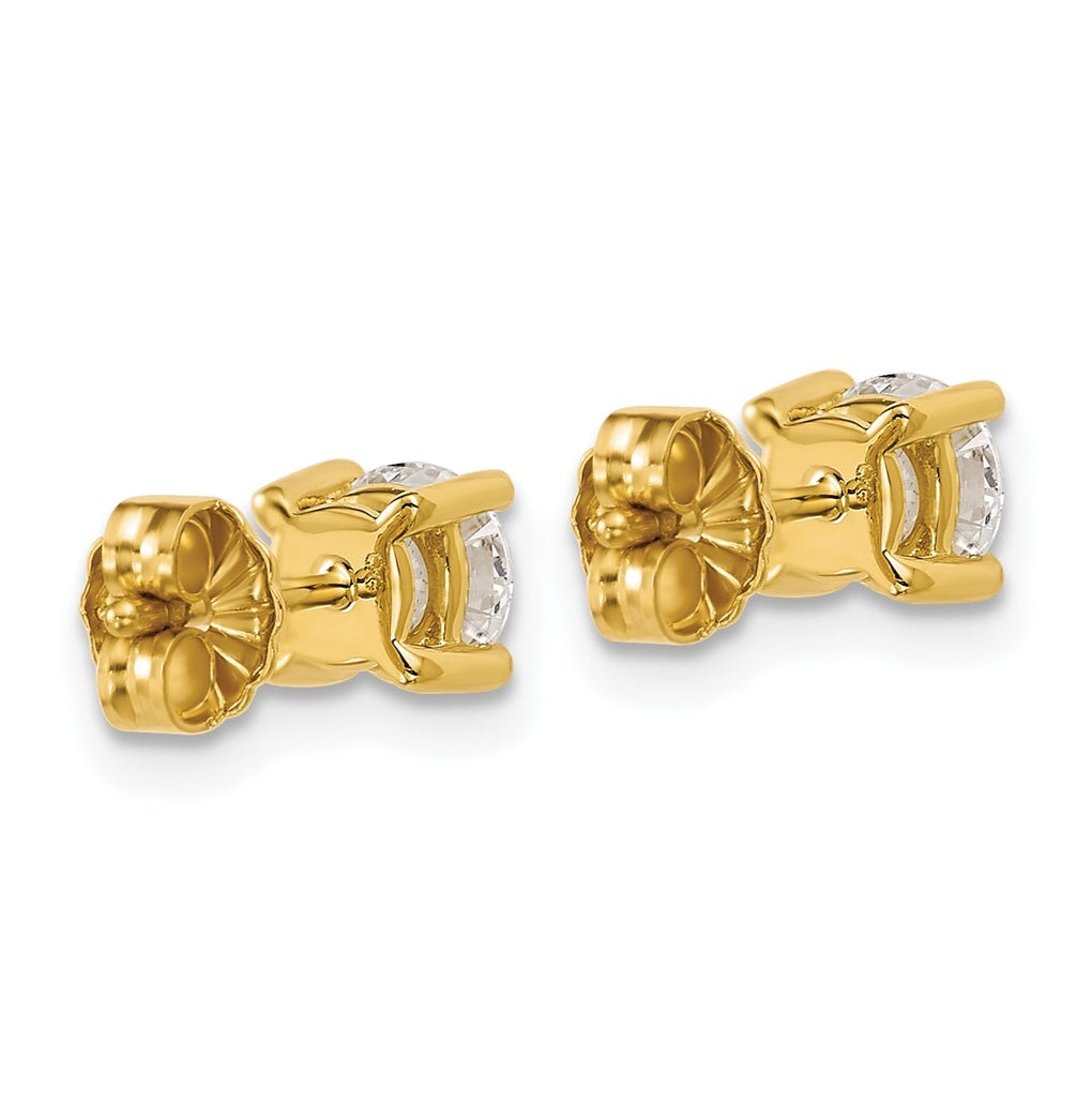 18k Yellow Gold Certified Lab Grown Diamond VS+ F+ Round Complete Four Prong Stud Earrings