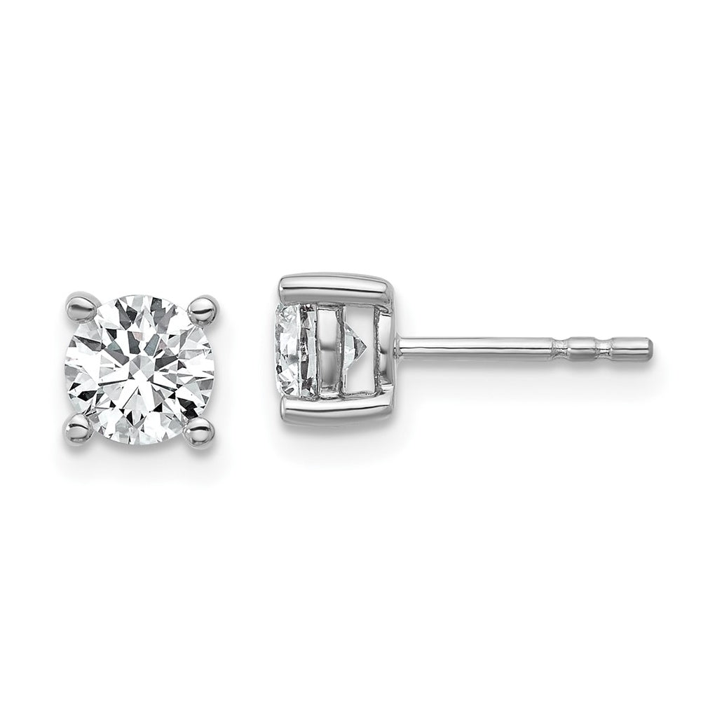 18k Yellow Or White Gold Or Platinum Or Sterling Silver Lab Grown Diamond VS+ F+ Round Complete Four Prong Stud Earrings