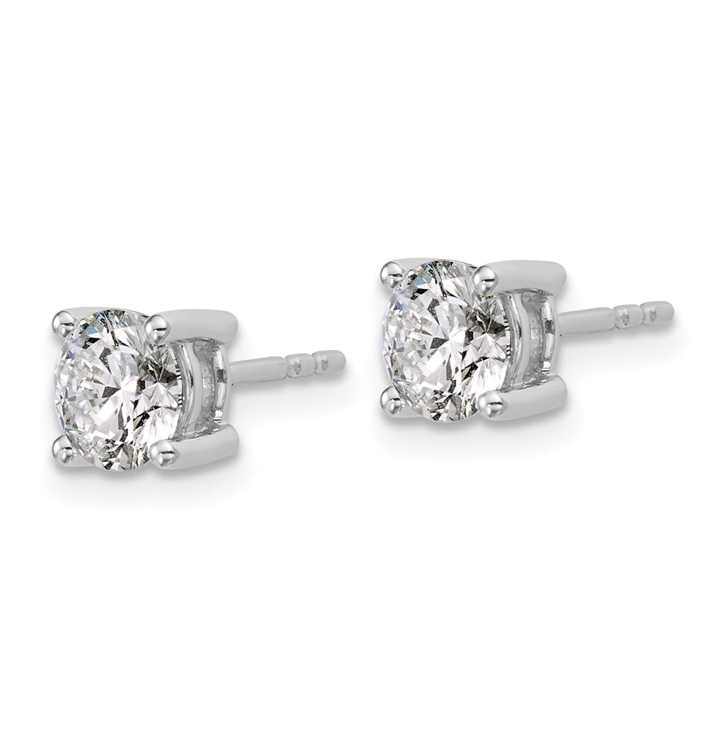 18k Yellow Or White Gold Or Platinum Or Sterling Silver Lab Grown Diamond VS+ F+ Round Complete Four Prong Stud Earrings