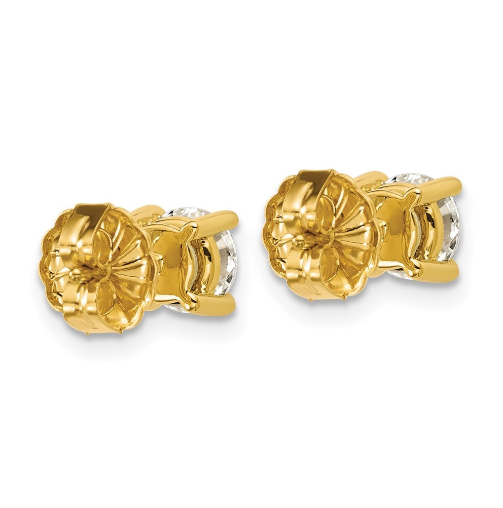 18k Yellow Gold Certified Lab Grown Diamond VS+ F+ Round Complete Four Prong Stud Earrings