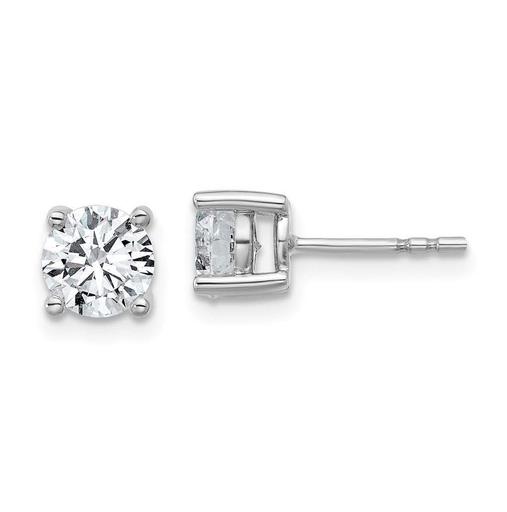 18k Yellow Or White Gold Or Platinum Or Sterling Silver Lab Grown Diamond VS+ F+ Round Complete Four Prong Stud Earrings