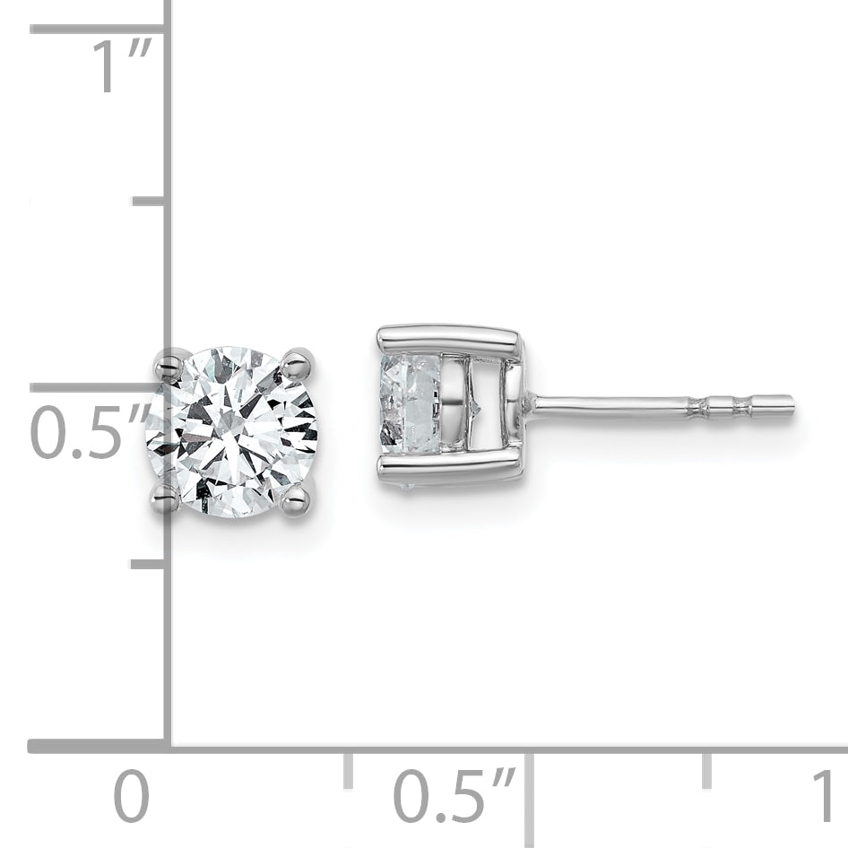 14k White Gold 1 1/2 carat total weight Round VS/SI DEF Lab Grown Diamond 4 Prong Stud Post Earrings