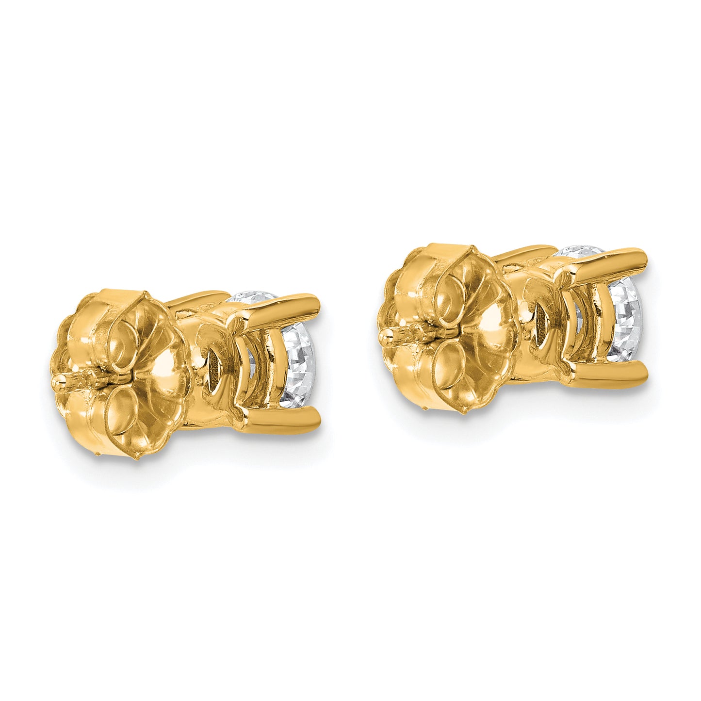 14K Yellow Gold 1 1/2 carat total weight Round VS/SI DEF Lab Grown Diamond 4 Prong Stud Post Earrings