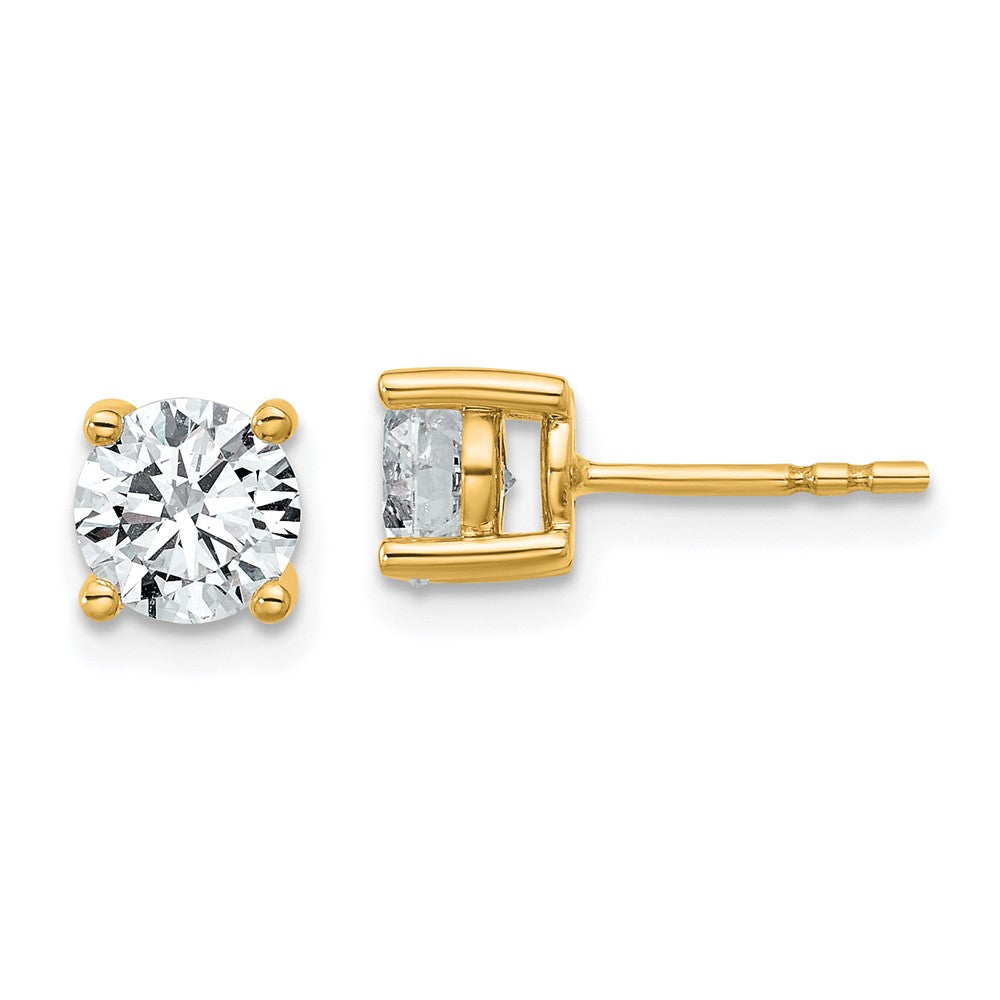 14K Yellow Gold 1 1/2 carat total weight Round VS/SI DEF Lab Grown Diamond 4 Prong Stud Post Earrings