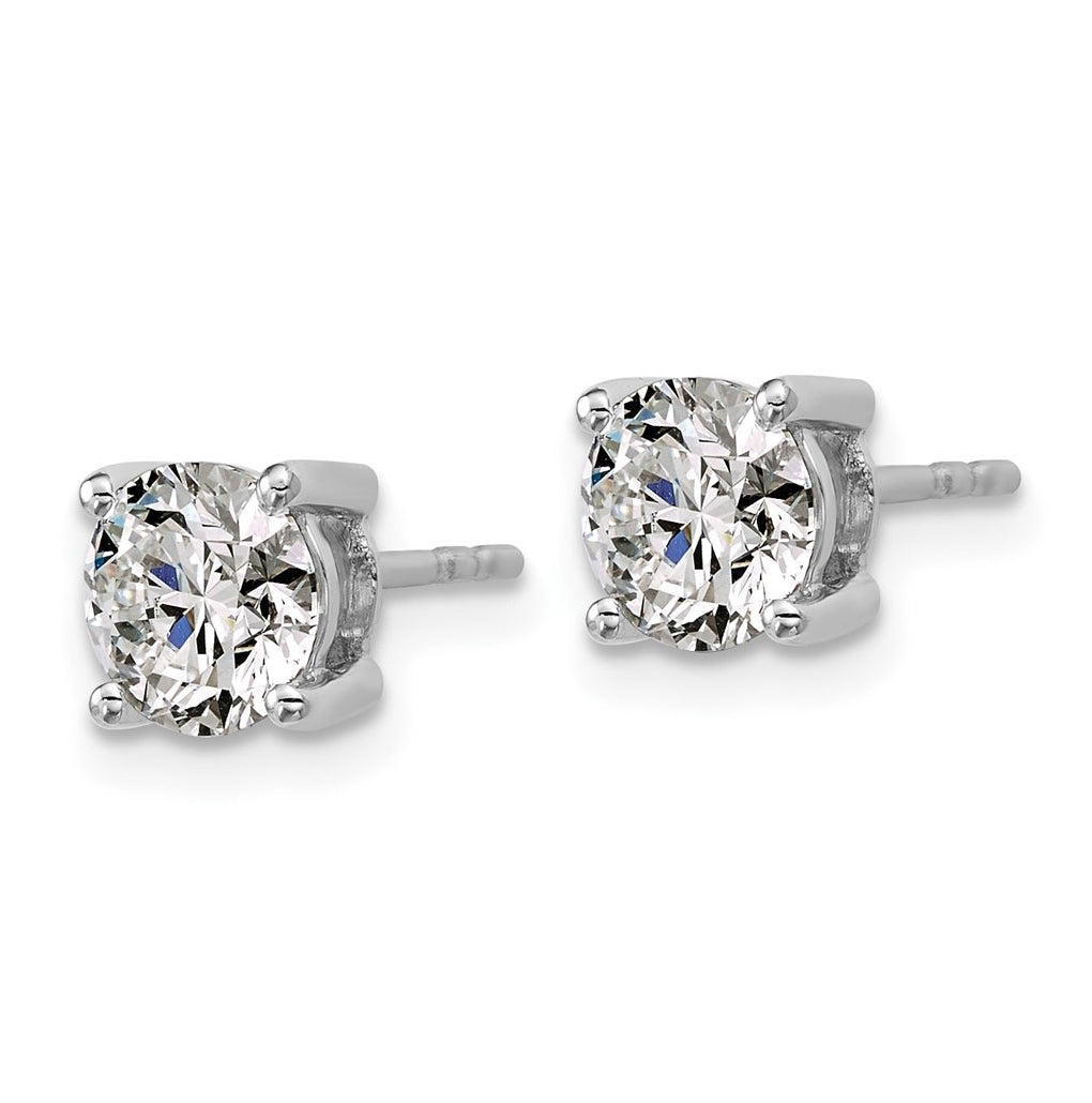 18k Yellow Or White Gold Or Platinum Or Sterling Silver Lab Grown Diamond VS+ F+ Round Complete Four Prong Stud Earrings