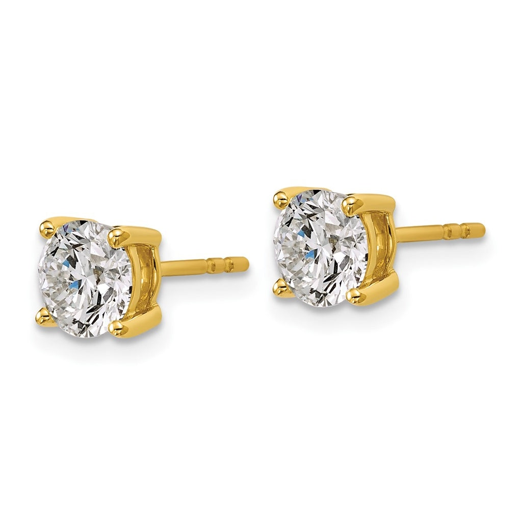 18k Yellow Or White Gold Or Platinum Or Sterling Silver Lab Grown Diamond VS+ F+ Round Complete Four Prong Stud Earrings