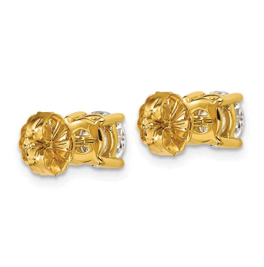 18k Yellow Gold Certified Lab Grown Diamond VS+ F+ Round Complete Four Prong Stud Earrings